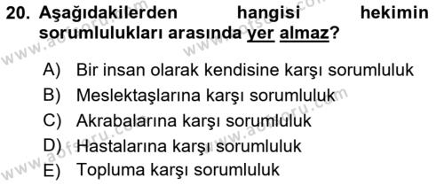 Sağlık İşletmelerinde İnsan Kaynakları Yönetimi Dersi 2021 - 2022 Yılı Yaz Okulu Sınavı 20. Soru