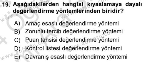 Sağlık İşletmelerinde İnsan Kaynakları Yönetimi Dersi 2023 - 2024 Yılı (Vize) Ara Sınavı 19. Soru