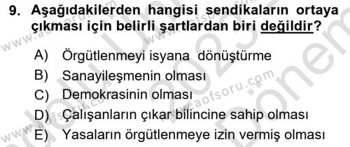 Sağlık İşletmelerinde İnsan Kaynakları Yönetimi Dersi 2023 - 2024 Yılı (Final) Dönem Sonu Sınavı 9. Soru