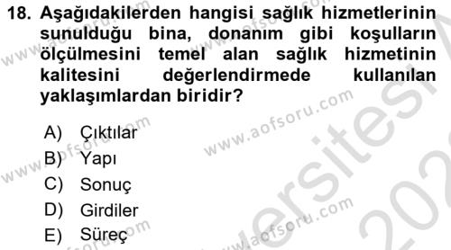 Sağlık Politikaları Dersi 2021 - 2022 Yılı Yaz Okulu Sınavı 18. Soru