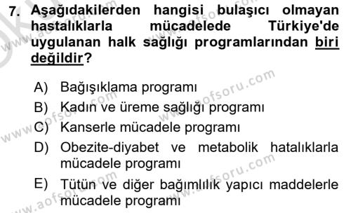 Sağlık Politikaları Dersi 2021 - 2022 Yılı Yaz Okulu Sınavı 7. Soru