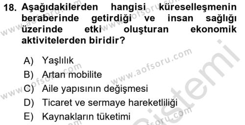 Sağlık Politikaları Dersi 2022 - 2023 Yılı Yaz Okulu Sınavı 18. Soru