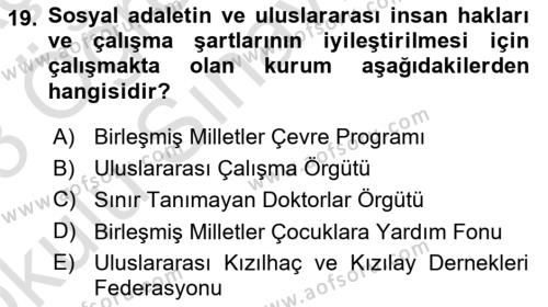 Sağlık Politikaları Dersi 2022 - 2023 Yılı Yaz Okulu Sınavı 19. Soru