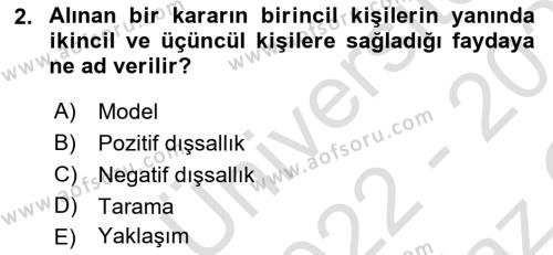 Sağlık Politikaları Dersi 2022 - 2023 Yılı Yaz Okulu Sınavı 2. Soru