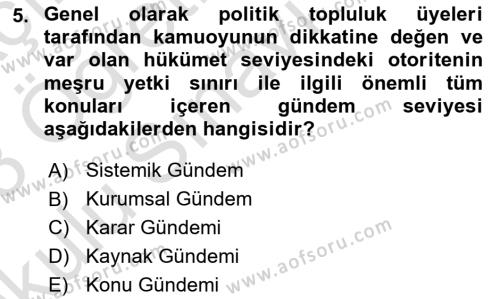 Sağlık Politikaları Dersi 2022 - 2023 Yılı Yaz Okulu Sınavı 5. Soru