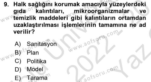 Sağlık Politikaları Dersi 2022 - 2023 Yılı Yaz Okulu Sınavı 9. Soru