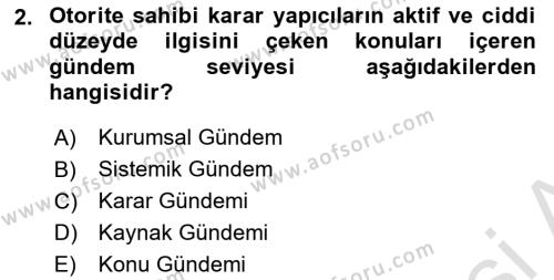 Sağlık Politikaları Dersi 2023 - 2024 Yılı (Vize) Ara Sınavı 2. Soru