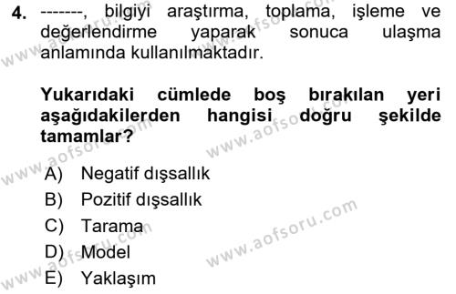 Sağlık Politikaları Dersi 2023 - 2024 Yılı (Vize) Ara Sınavı 4. Soru