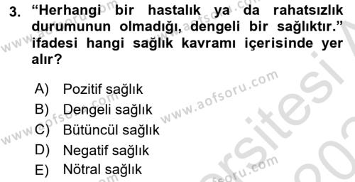 Sağlık Politikaları Dersi 2023 - 2024 Yılı (Final) Dönem Sonu Sınavı 3. Soru