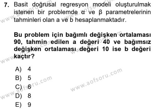 Sağlık Alanında İstatistik Dersi 2023 - 2024 Yılı (Final) Dönem Sonu Sınavı 7. Soru