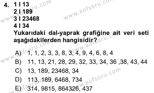 Sağlık Alanında İstatistik Dersi 2024 - 2025 Yılı (Vize) Ara Sınavı 4. Soru