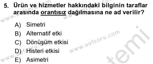 Sağlık Ekonomisi Dersi 2022 - 2023 Yılı Yaz Okulu Sınavı 5. Soru