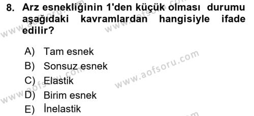 Sağlık Ekonomisi Dersi 2022 - 2023 Yılı Yaz Okulu Sınavı 8. Soru