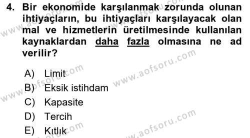 Sağlık Ekonomisi Dersi 2023 - 2024 Yılı (Vize) Ara Sınavı 4. Soru