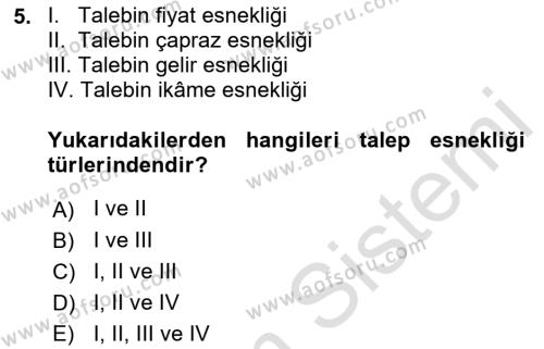 Sağlık Ekonomisi Dersi 2023 - 2024 Yılı (Vize) Ara Sınavı 5. Soru