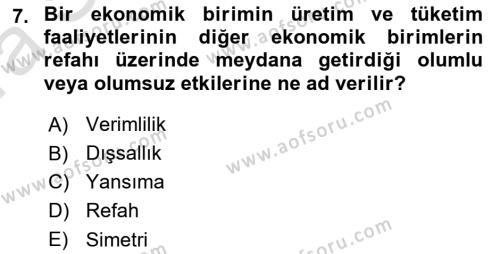 Sağlık Ekonomisi Dersi 2023 - 2024 Yılı (Vize) Ara Sınavı 7. Soru