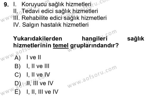 Sağlık Ekonomisi Dersi 2023 - 2024 Yılı (Vize) Ara Sınavı 9. Soru