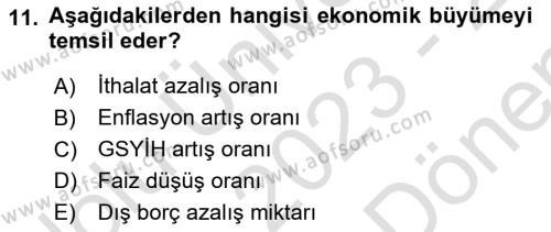 Sağlık Ekonomisi Dersi 2023 - 2024 Yılı (Final) Dönem Sonu Sınavı 11. Soru