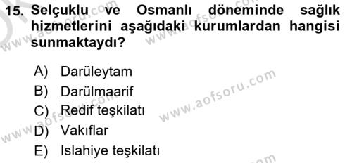 Sağlık Ekonomisi Dersi 2023 - 2024 Yılı Yaz Okulu Sınavı 15. Soru