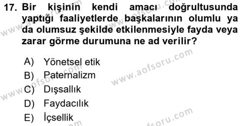 Sağlık Ekonomisi Dersi 2023 - 2024 Yılı Yaz Okulu Sınavı 17. Soru