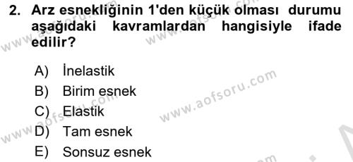 Sağlık Ekonomisi Dersi 2023 - 2024 Yılı Yaz Okulu Sınavı 2. Soru