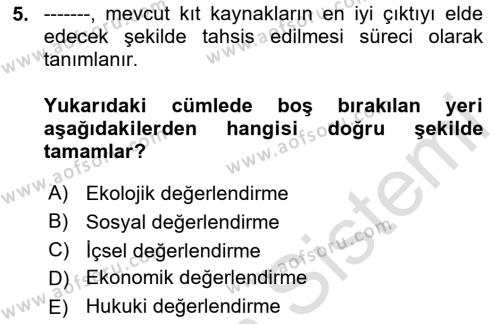 Sağlık Ekonomisi Dersi 2023 - 2024 Yılı Yaz Okulu Sınavı 5. Soru