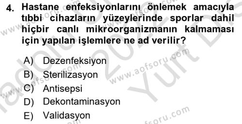 Genel Tıbbi Ürün Ve Tıbbi Cihaz Bilgisi Dersi 2022 - 2023 Yılı (Vize) Ara Sınavı 4. Soru