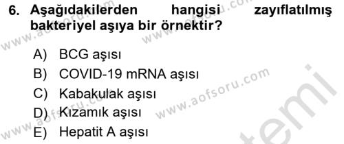 Genel Tıbbi Ürün Ve Tıbbi Cihaz Bilgisi Dersi 2023 - 2024 Yılı (Vize) Ara Sınavı 6. Soru