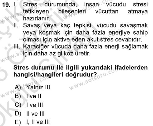 Sağlık Kurumlarında Afet Ve Kriz Yönetimi Dersi 2022 - 2023 Yılı Yaz Okulu Sınavı 19. Soru