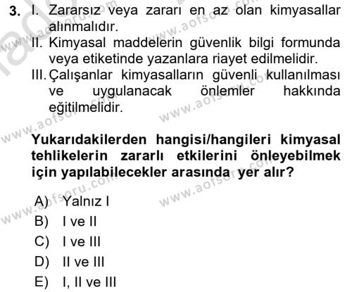 Sağlık Kurumlarında Afet Ve Kriz Yönetimi Dersi 2022 - 2023 Yılı Yaz Okulu Sınavı 3. Soru