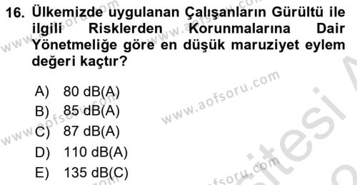 Sağlık Kurumlarında Afet Ve Kriz Yönetimi Dersi 2023 - 2024 Yılı (Vize) Ara Sınavı 16. Soru