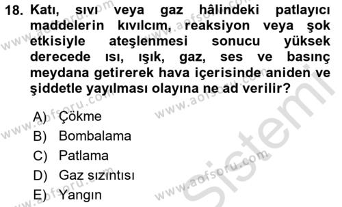 Sağlık Kurumlarında Afet Ve Kriz Yönetimi Dersi 2023 - 2024 Yılı Yaz Okulu Sınavı 18. Soru