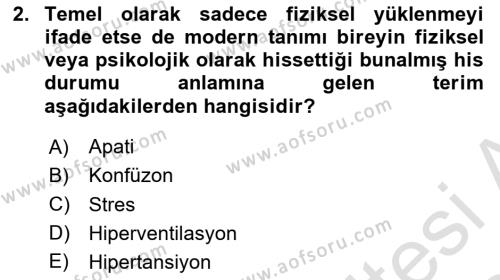 Sağlık Kurumlarında Afet Ve Kriz Yönetimi Dersi 2023 - 2024 Yılı Yaz Okulu Sınavı 2. Soru