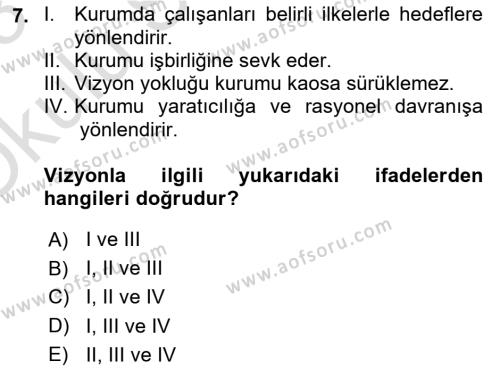 Sağlık Bilimlerinde Ve Yönetiminde Etik Dersi 2022 - 2023 Yılı Yaz Okulu Sınavı 7. Soru