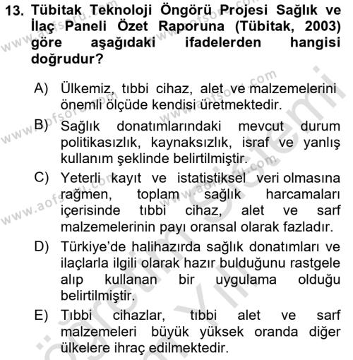 Sağlık Bilimlerinde Ve Yönetiminde Etik Dersi 2023 - 2024 Yılı Yaz Okulu Sınavı 13. Soru