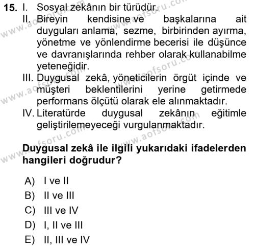 Sağlık Bilimlerinde Ve Yönetiminde Etik Dersi 2023 - 2024 Yılı Yaz Okulu Sınavı 15. Soru