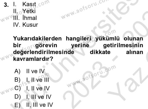 Sağlık Bilimlerinde Ve Yönetiminde Etik Dersi 2023 - 2024 Yılı Yaz Okulu Sınavı 3. Soru