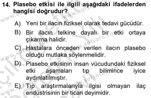 Sağlık Hizmetlerinde Araştırma Ve Değerlendirme Dersi 2022 - 2023 Yılı Yaz Okulu Sınavı 14. Soru