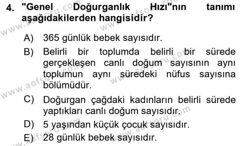 Sağlık Hizmetlerinde Araştırma Ve Değerlendirme Dersi 2022 - 2023 Yılı Yaz Okulu Sınavı 4. Soru