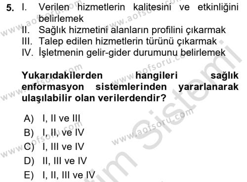 Sağlık Hizmetlerinde Araştırma Ve Değerlendirme Dersi 2022 - 2023 Yılı Yaz Okulu Sınavı 5. Soru