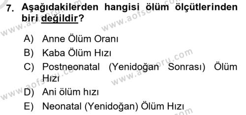 Sağlık Hizmetlerinde Araştırma Ve Değerlendirme Dersi 2022 - 2023 Yılı Yaz Okulu Sınavı 7. Soru