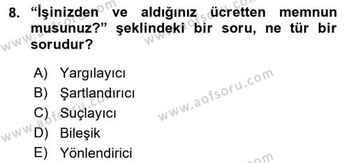 Sağlık Hizmetlerinde Araştırma Ve Değerlendirme Dersi 2022 - 2023 Yılı Yaz Okulu Sınavı 8. Soru