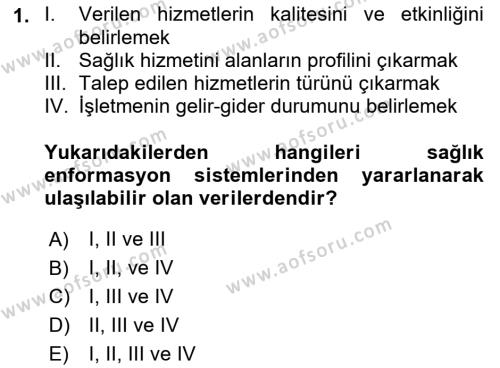 Sağlık Hizmetlerinde Araştırma Ve Değerlendirme Dersi 2023 - 2024 Yılı (Vize) Ara Sınavı 1. Soru