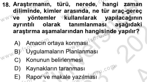 Sağlık Hizmetlerinde Araştırma Ve Değerlendirme Dersi 2023 - 2024 Yılı (Vize) Ara Sınavı 18. Soru