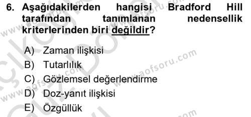 Sağlık Hizmetlerinde Araştırma Ve Değerlendirme Dersi 2023 - 2024 Yılı (Vize) Ara Sınavı 6. Soru