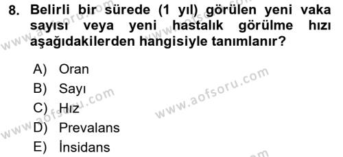 Sağlık Hizmetlerinde Araştırma Ve Değerlendirme Dersi 2023 - 2024 Yılı (Vize) Ara Sınavı 8. Soru