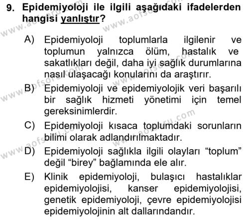 Sağlık Hizmetlerinde Araştırma Ve Değerlendirme Dersi 2023 - 2024 Yılı (Vize) Ara Sınavı 9. Soru