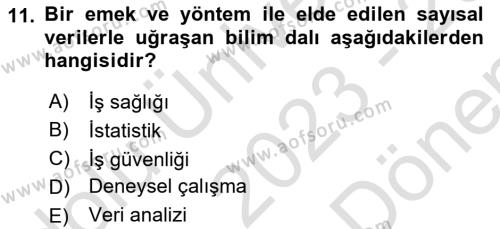 Sağlık Hizmetlerinde Araştırma Ve Değerlendirme Dersi 2023 - 2024 Yılı (Final) Dönem Sonu Sınavı 11. Soru