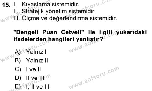 Sağlık Hizmetlerinde Araştırma Ve Değerlendirme Dersi 2023 - 2024 Yılı (Final) Dönem Sonu Sınavı 15. Soru