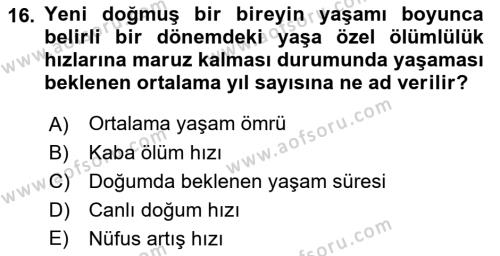 Sağlık Hizmetlerinde Araştırma Ve Değerlendirme Dersi 2023 - 2024 Yılı (Final) Dönem Sonu Sınavı 16. Soru